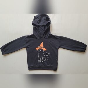 Carter's  Toddler Black Hoodie with Cat and Orange Hat (New no tags). Size 2T